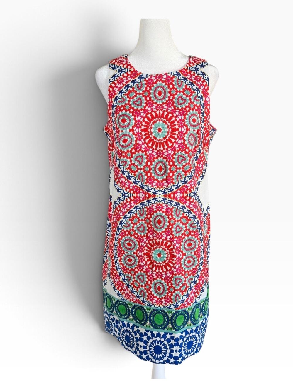 London Times Colorful Geometric Medallion Print Sleeveless Dress Women’s Size 10